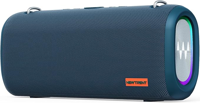 Vibe Pro Outdoor Bluetooth Speaker, 80W Peak Loud Portable Wireless Speaker, Waterproof IPX65, Deep Bass, RGB Lights, Studio Quality Sound Powered by Waves Audio, Party & Pool Ready (Blue)