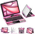 GUSGU Transparent Case with Wireless Keyboard only for 2024 iPad Pro 11-in.(M4), 7 Colors Backlight, Trackpad, 360°Rotating Stand for iPad Pro 11(5th Gen), Tech Style