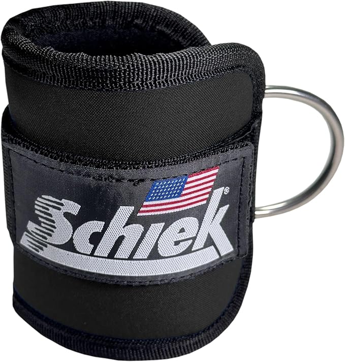 Schiek Sports 1707 Ankle Cuffs - Ideal for Glute Kickbacks and Cable Machine Workouts - Durable and Built To Last