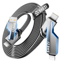 [One is Enough]4-in-1 USB C to Lightning Cable, 46W High-Speed Charging & Fast Data Transfer,CarPlay & Android Auto Support Multi Charger Cord Combo Lightning/Type C/USB A for iPhone/Samsung/iPad,5FT