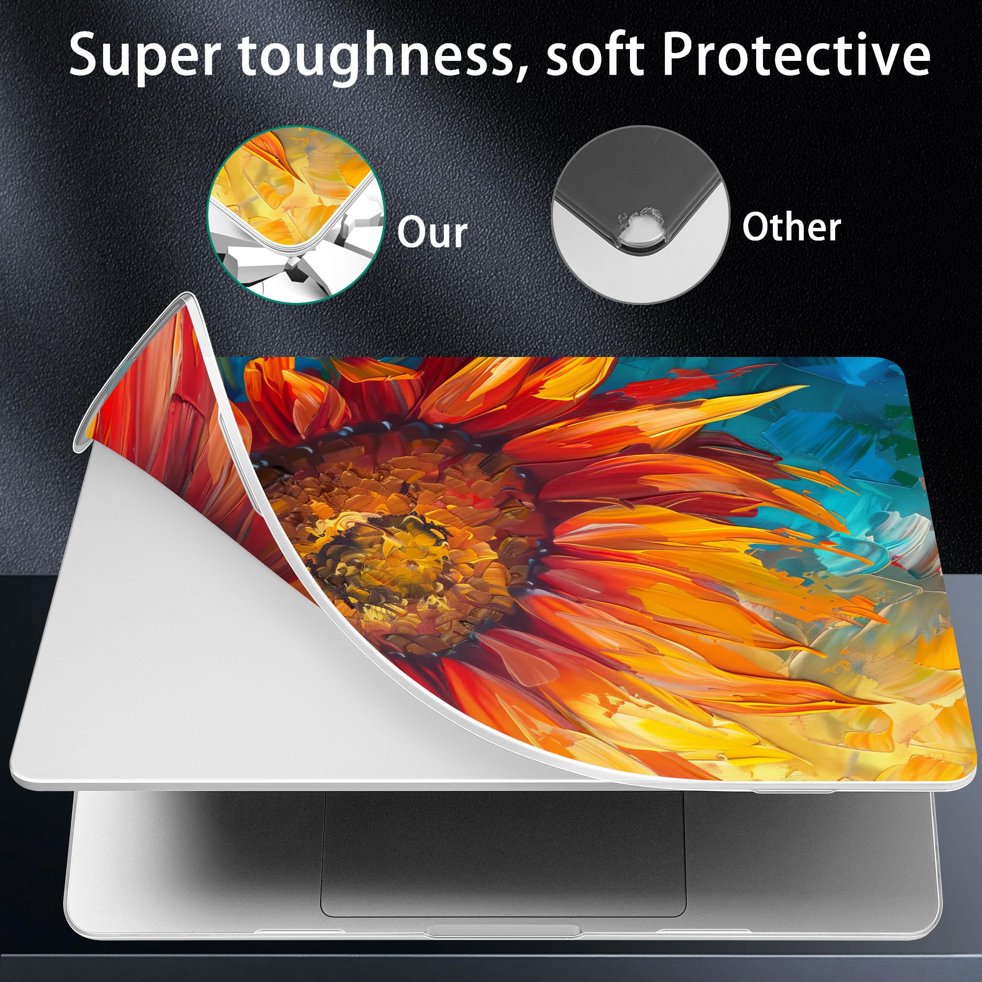 Lepeoac Case for MacBook Pro 16 inch Case 2026-2021 | M5 A3429 A3428 M4 M3 M2 M1 Pro/Max | Protective Hard Shell Laptop Cover with Screen Protector & Keyboard Cover | Sunflower