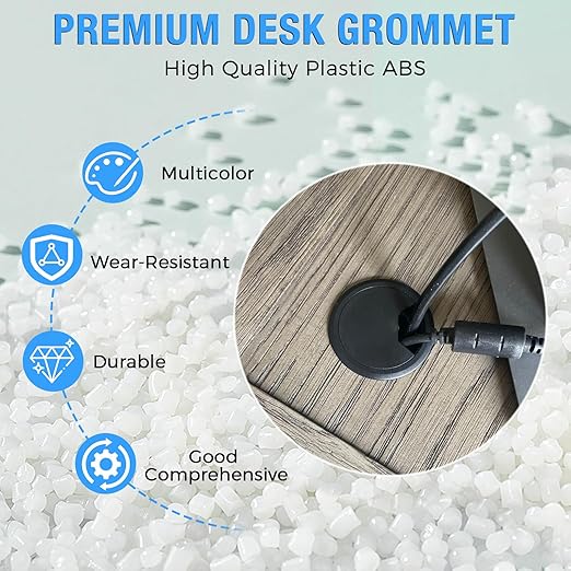 Desk Grommet 2-1/16" (53 mm), Desk Cord Hole Cover, Cable Grommet ABS Plastic, Desk Hole Grommet for Office and Home Table Cable, Detachable Adjustable Cable Cord Organizer (Black 2 Pcs)