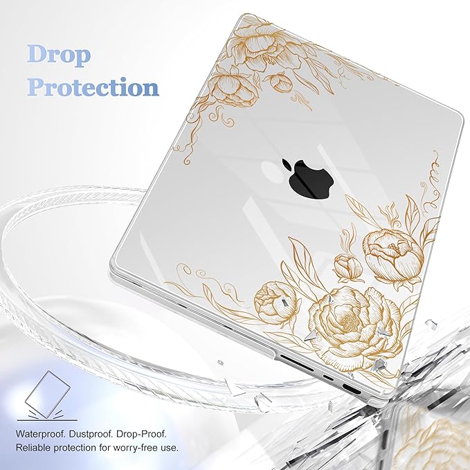 for MacBook Pro 16 inch Case 2021 2022 2023 2024 Release A3186 A3403 M4 A2991 M3 A2780 M2 A2485 M1 Pro/Max, Hard Shell Case with Screen Protector & Keyboard Cover, Floral P294