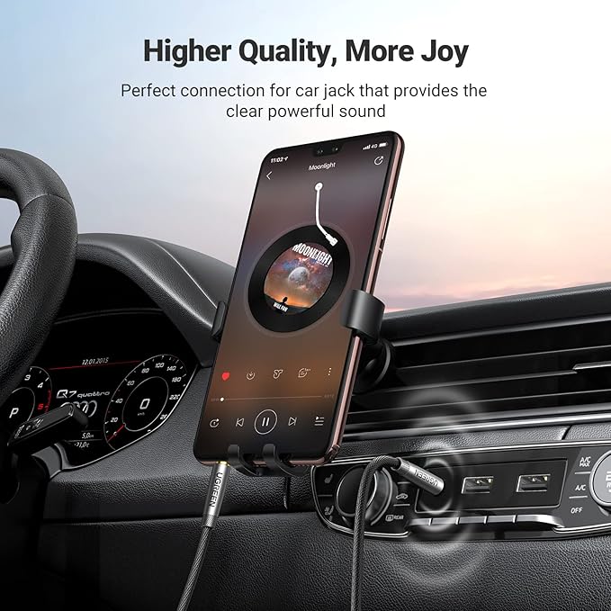 UGREEN 3.5mm Audio Cable Nylon Braided Aux Cord Male to Male Stereo Hi-Fi Sound for Headphones Car Home Stereos Speakers Tablets Compatible with iPhone iPad iPod Echo More 3FT