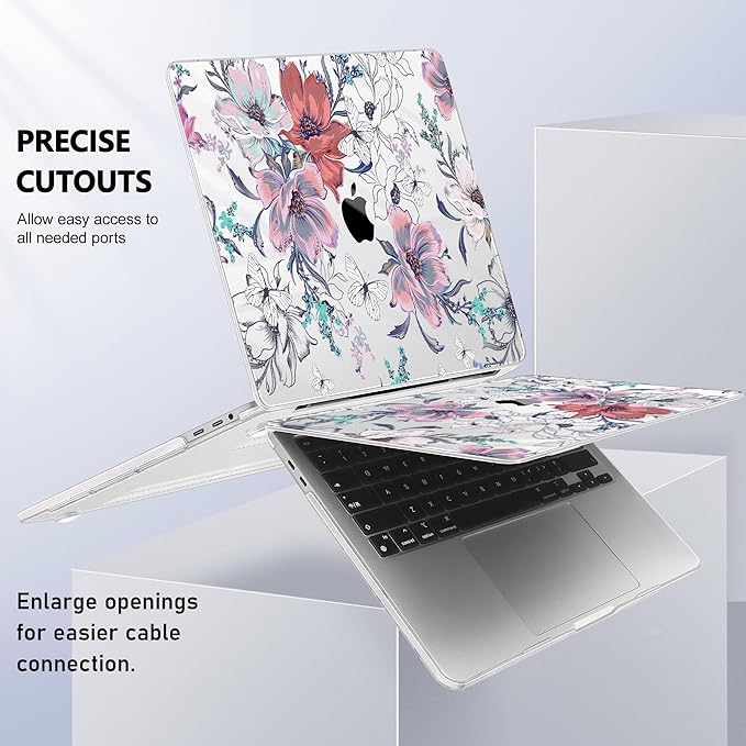 for MacBook Pro 16 inch Case 2019 2020 Release Model A2141, Plastic Hard Shell Cover with Keyboard Cover & Screen Protector for MacBook Pro 16 inch with Touch Bar & Touch ID, Floral C319