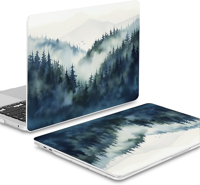 Mektron for MacBook Pro 13-inch Case 2022 2021 2020 Release A2338 M2 M1 A2289 A2251, Printed Plastic Hard Shell Cover for New MacBook Pro 13.3-inch Touch Bar Fits Touch ID，Misty Forest C133