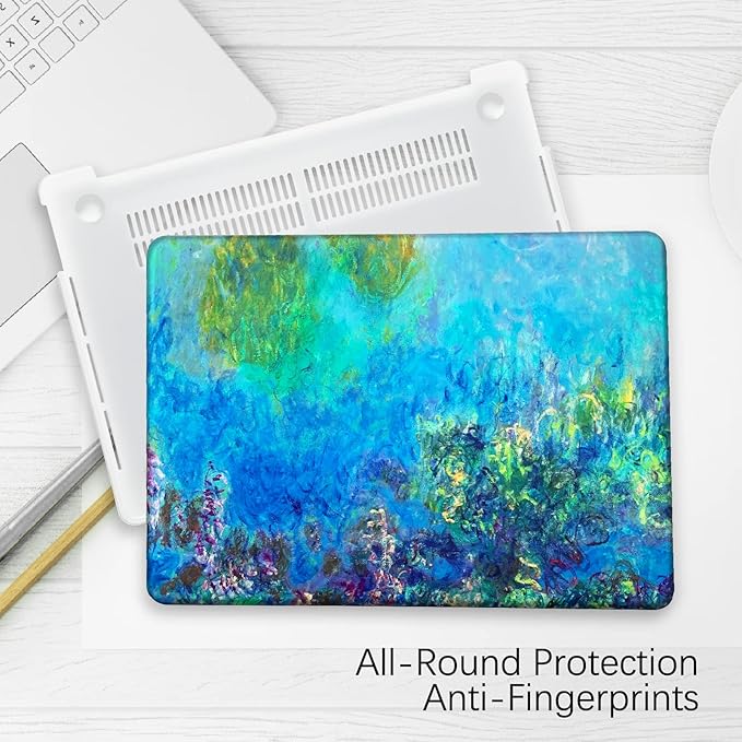 Berkin Arts Compatible with MacBook Air 13 inch Cover, 2022-2018 Release A2179/A2337 M1 with Touch ID with Keyboard Cover & Screen Protector Cloisonnism (Wisteria by Monet)