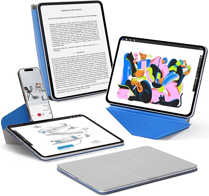 MOFT Dynamic Folio Case for iPad mini 7 A17 Pro (2024), iPad mini 6 (2021), Silm Magnetic Stand Case with 20+ Viewing Angles, Auto Wake/Sleep, Ultra Thin, Cement x Sapphire