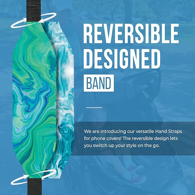 Phone Grip Strap - Pack of 2 Reversible Finger Holder for Phone Back, Customizable Anti-Slip Design, Wireless Charging Compatible Detachable Holder for iPhone - Ripple Opal