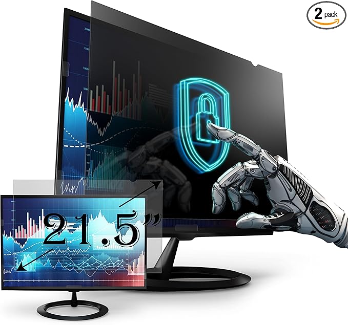 [2 Pack] Premium Privacy Screen Filter for 21.5 Inches Desktop Computer Widescreen Monitor with Aspect Ratio 16:09. Anti Glare and Anti Blue Light Protection