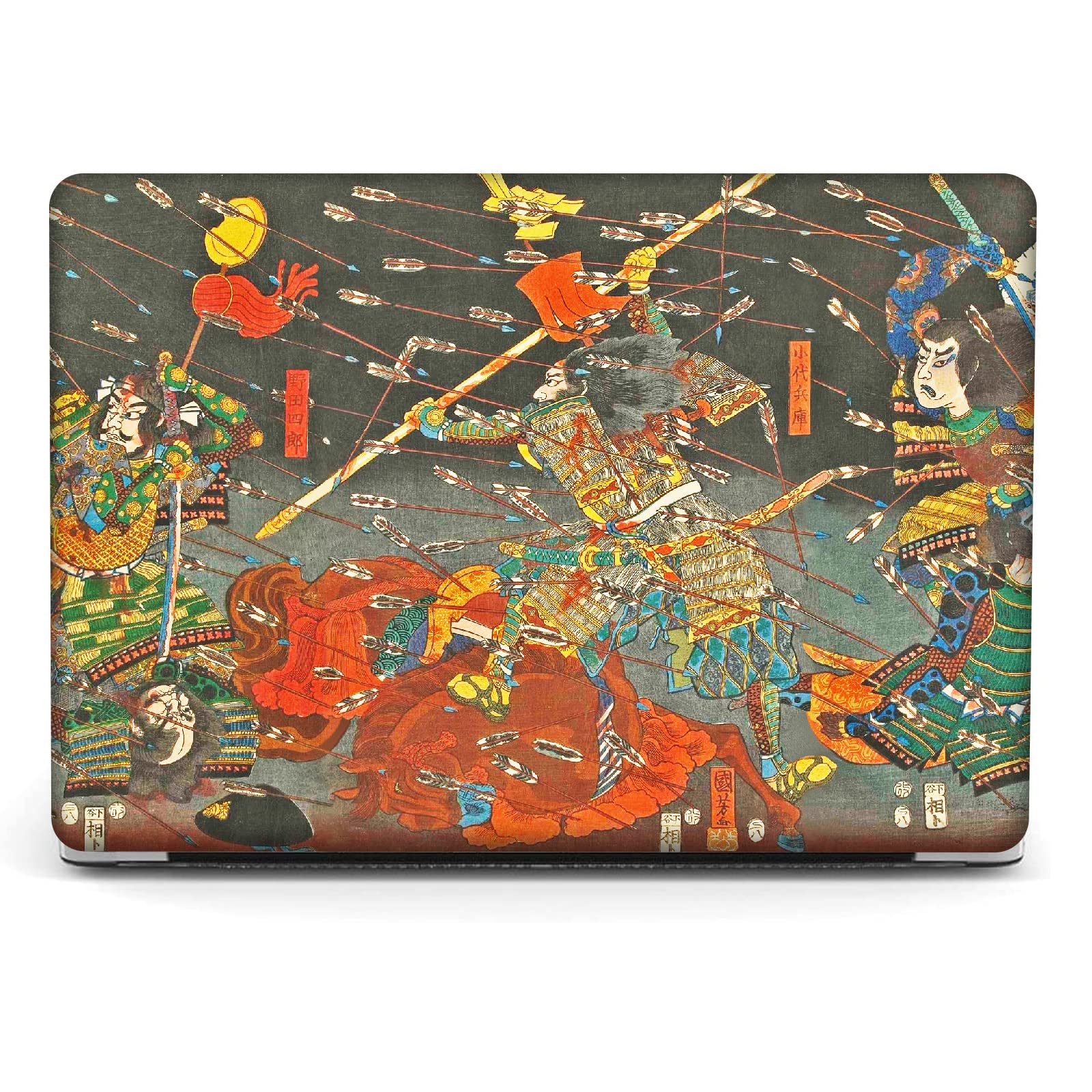 Berkin Arts Compatible with MacBook Air 13 inch Cover, 2022-2018 Release A1932 with Touch ID with Keyboard Cover & Screen Protector Ukiyo-e (The Kusunoki's Final Attack by Kuniyoshi)