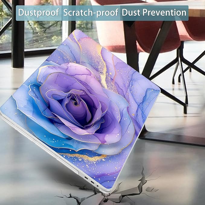 Mektron Case for MacBook Pro 16 Inch A2141 Cover 2019 Release 16" with Liquid Retina Display/Touch ID, Plastic Hard Shell with Keyboard Skin & Screen Protector & Dust Plug, Rose Marble