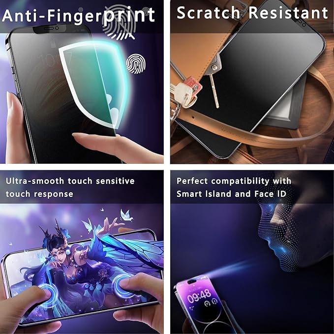2 Pack Matte Privacy Screen Protector for iPhone 11 Pro and iPhone xs and iPhone x 5.8-Inch Auto Dust Removal, No Bubbles,Anti-Spy Tempered Glass Film, Easy Installation