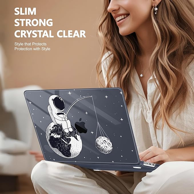 Case for MacBook Air 15 Inch 2025 2024 2023 Release M4 A3241 M3 A3114 M2 A2941, Hard Shell with Screen Protector & Keyboard Cover, Compatible with Touch ID - Astronaut Enjoy