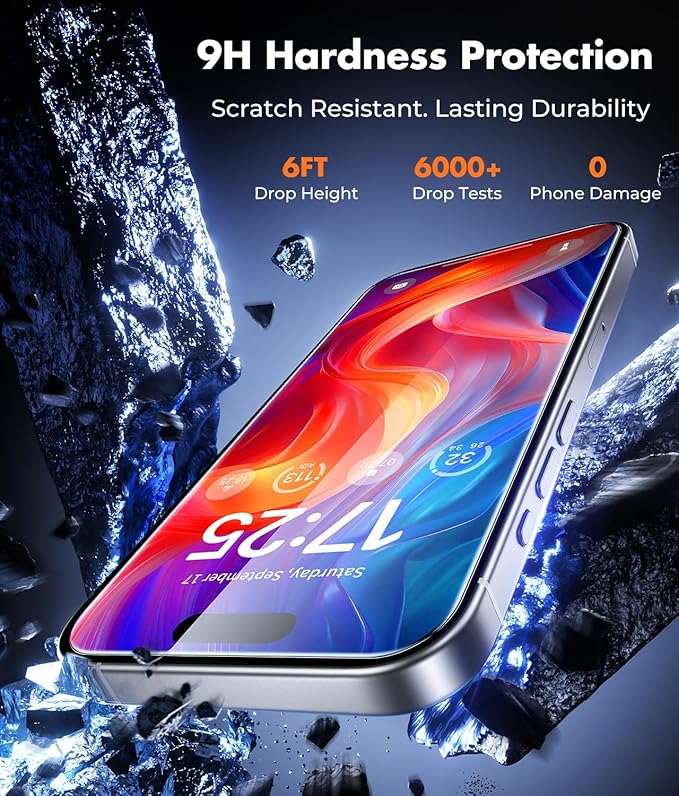 UNBREAKcable 2-Pack Screen Protector for iPhone 16 Pro, Double Shatterproof Tempered Glass [Easy Installation Frame] [9H Hardness] [99.99% HD Clear] [Case Friendly] for iPhone 6.3 inch