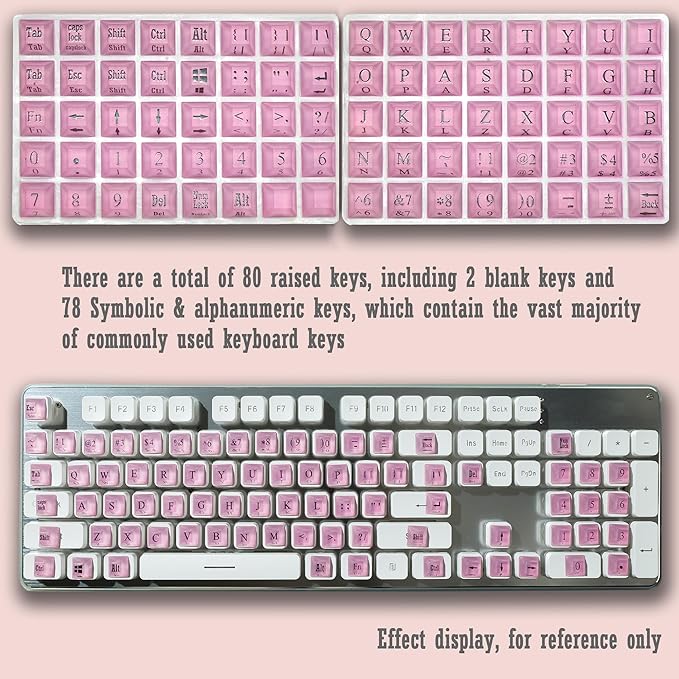 80 Pcs Keyboard Sticker for Long Nails Typing and Gaming, Symbolic and Alphanumeric Sticky Silicone Keys for Keyboards and Laptop (Purple)