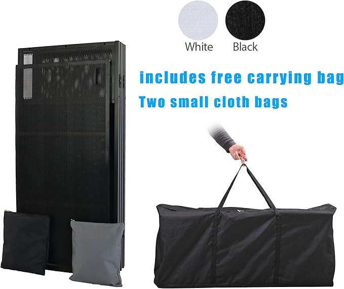 Portable DJ Booth DJ Facade DJ Table Station Two-position Height Adjustable Tabletop DJ Table Stand DJ Event Booth w/Travel Bag Black&White Scrims For Gig, Party, Show