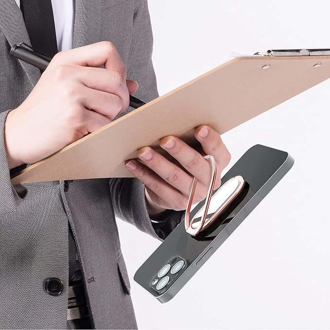 Phone Ring Holder Finger Kickstand, 360° Rotation Metal Phone Grip for Magnetic Car Mount Foldable Cell Phone Stand Compatible with Most Smartphones