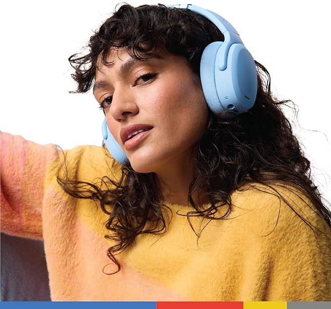Skullcandy Crusher ANC 2 Over-Ear Noise Canceling Wireless Headphones with Sensory Bass and Extra Charging Cable, 50 Hr Battery, Microphone, Works with Bluetooth Devices - Preppy Summer Resort