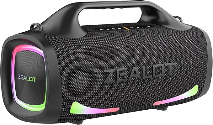 ZEALOT Bluetooth Speaker, 110W Peak(100W) Booming Sound Speakers Wireless, Dual Pairing, XBass, Bluetooth 5.3, 24000mAh Power Bank, Portable Outdoor Waterproof Speaker for Camping, Beach and Party