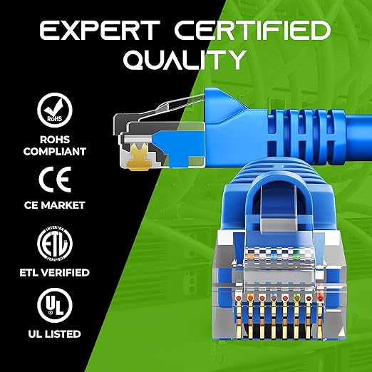 GearIT 24-Pack, Cat5e Ethernet Patch Cable 0.5 Feet - Snagless RJ45 Computer LAN Network Cord, Blue - Compatible with 24 48 Port Switch POE Rackmount 24port Gigabit