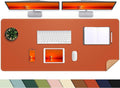 AFIING Leather Desk pad Protector, Large Desk mat with Natural Cork & PU Leather,Mouse pad,Non-Slip Office Desk Mat,Waterproof Desk Writing Pad for Office and Home (47in*23in, Orange)