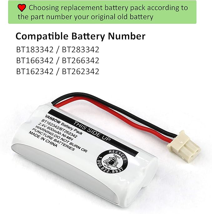 BT183342 BT283342 BT166342 BT266342 BT162342 BT262342 Cordless Phone Battery Compatible with CS6114 CS6419 CS6719 EL52300 CL80112 CS6719-2 Cordless Handsets (Pack 3)