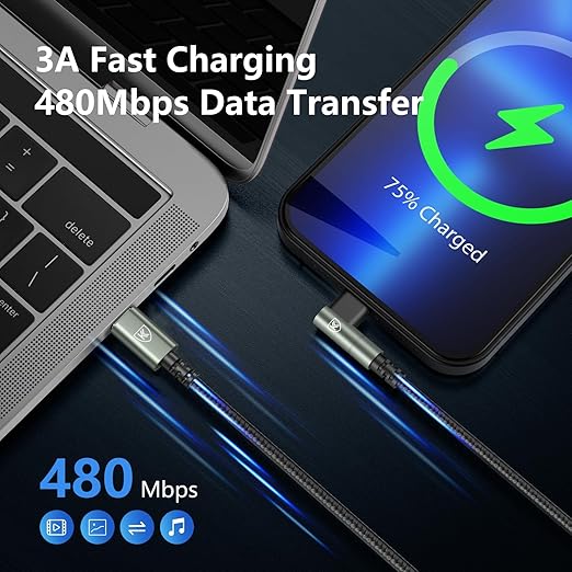 90 Degree USB C to Lightning 10FT, iPhone Charger [Apple MFi Certified] 3Pack Fast Charging Cables Cord,10 Foot Right Angle Nylon Braided USB C Lightning Cable for iPhone 14/13/12/11/Pro Max/Plus/8/7