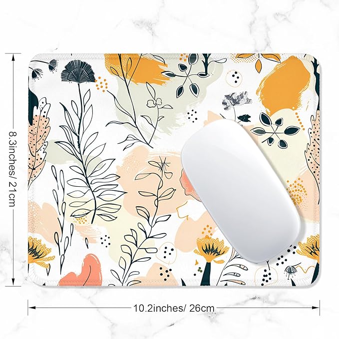 ITNRSIIET Mouse Pad with Stitched Edge Premium Textured Smooth Precise Operation Waterproof Washable Non-Slip Rubber Base Desktop Protection Mat, 10.2×8.3×0.12 inches, Beautiful Flowers