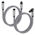 Optical Extension Fiber Digital Cable Adapter 2 Feet（2 Pack）, 90 Degree Right Angle & Straight Male to Female Coupler, Toslink Audio Cable, Nylon Braided for Home Theater, Soundbar, TV and More
