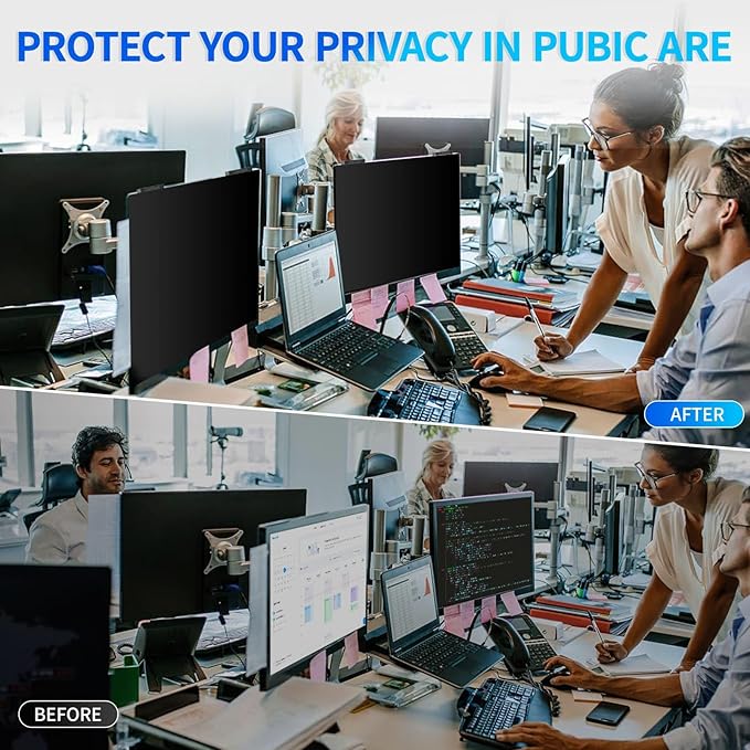 Magnetic Monitor Privacy Screen 27 inch, 9H Hanging Privacy Screen for Computer Monitor for 16:9 Frameless Monitor, Acrylic Eye Protection Anti Glare Blue Light Computer Screen Privacy Filter