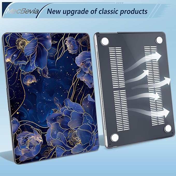 Compatible with MacBook Air 15 inch Case, M4 A3241/M3 A3114/M2 A2941 (Released 2025 to 2023), Hard Shell, Keyboard Cover, Screen Protector, Webcam Cover & Type-C Adapter, Starry Flower