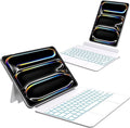 iPad Pro 13 Inch Case 2024 with Keyboard, Magnetic Detachable Keyboard Case for iPad Pro 13 Inch (M4, 2024) with 7 Colors Backlight, Multi-Touch Trackpad, Portrait/Landscape Mode (White)