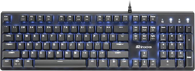 i-rocks K75M Illuminated Mechanical Keyboard, 104 Keys, with Cherry MX Switches, PBT Keycaps, Backlit LED Light and Shortcut Keys - Programmable Light & Macro Recorder (Cherry MX Brown Switch, Black)