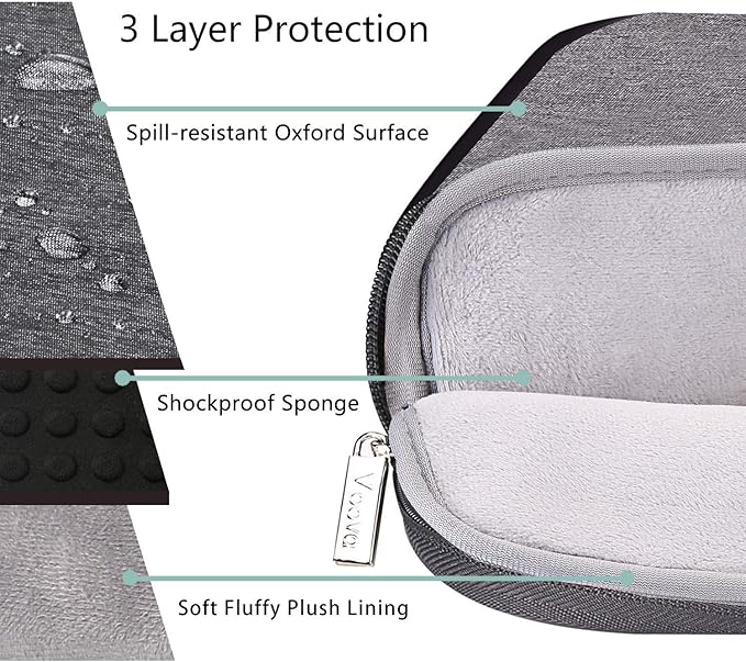 Voova Laptop Bag 17 17.3 Inch Water-resistant Laptop Sleeve Case with Shoulder Straps & Handle, Computer Case Cover Slim Briefcase Compatible with 17-18” Hp Dell Asus Acer, Grey