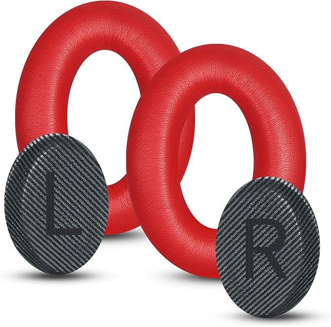 Headphones Replacement Ear Pads, Protein Leather earpad Cushions for Bose Quiet Comfort QC35 Headphones, Replacement Earpads, Softer Memory Foam - Red