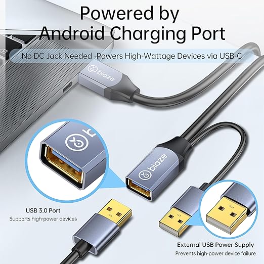 USB Extension Cable USB 3.0 Extension Cord Type A Male to Female Cord Nylon Braided High Data Transfer Compatible with USB Keyboard, Mouse, Flash Drive(65ft)