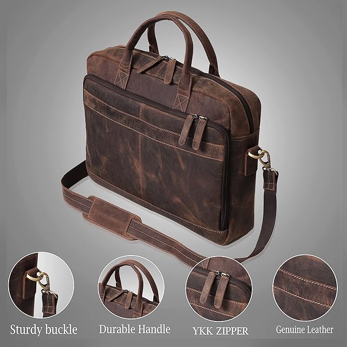 VC VINTAGE COUTURE Leather briefcase bag for men Leather Laptop Bags For Men and Women Travel Messenger Bag
