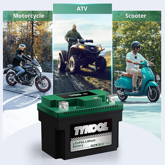 TYKOOL YTX4L-BS YTZ5S Lithium LiFePO4 Motorcycle Battery,2X Cranking Amps 140A,5X Longer Life,Fits for Scooter and Moped, Go kart, ATV,Dirt bikes,4 wheeler, hongda Grom,Snapper walk behind lawn mower