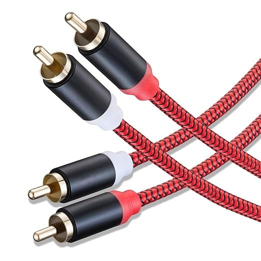 RCA Cable 6Ft,2Rca Male to 2-Rca Male Audio Stereo Subwoofer Cable [Hi-Fi Sound] Nylon-Braided Auxiliary Audio Cord for Home Theater, HDTV, Amplifiers, Hi-Fi Systems,Speakers and etc(6Ft/2M)