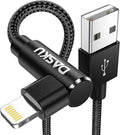 2Pack 90 Degree iPhone Charging Cord 6Ft Right Angle Nylon Braided Mfi Certified Gaming Charger Cable Compatible with iPhone 14 13 12 11 Pro Max XS XR X 8 7 6 5 Plus iPad（Black）