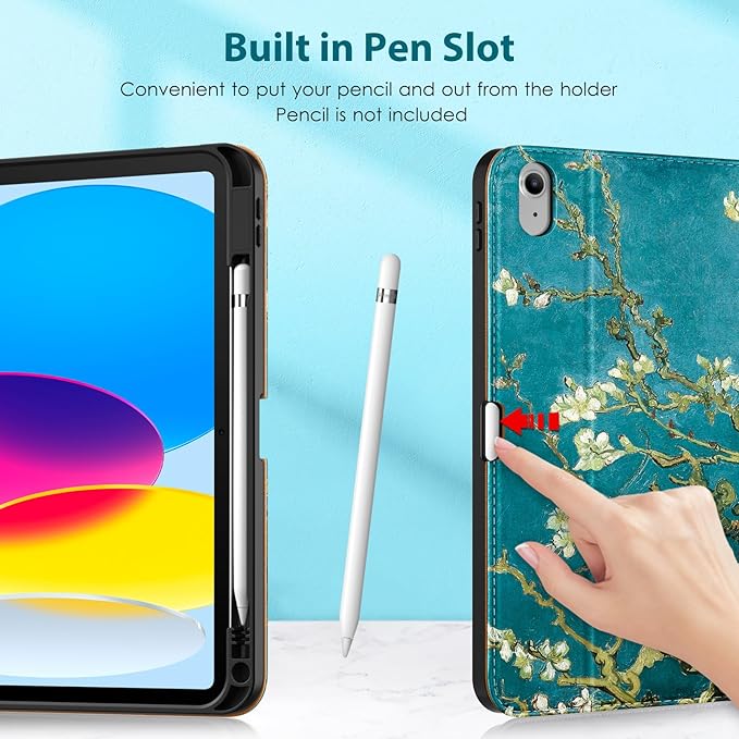 DTTO for iPad 11th (A16)/ 10th Generation Case with Keyboard (2025/2022), 7 Colors Backlit Wireless Detachable Keyboard Leather Folio Cover with Pencil Holder & Pocket, Blossom
