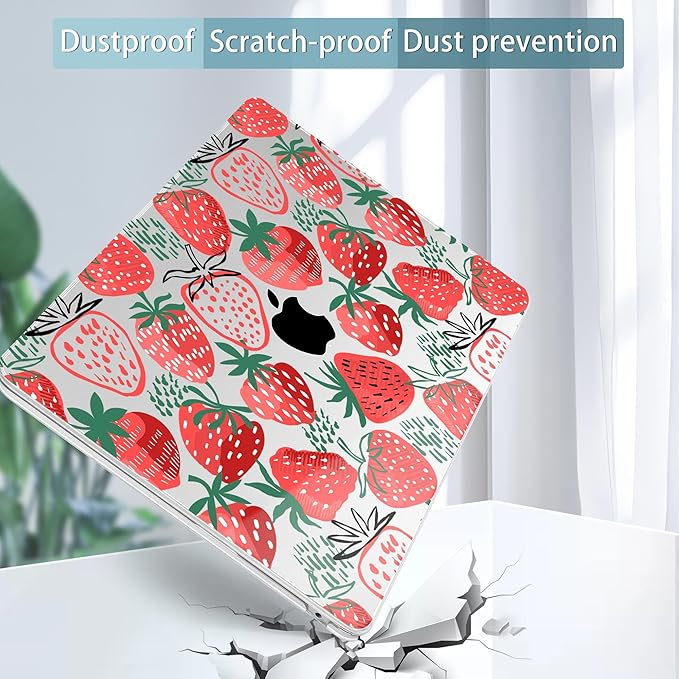 May Chen for MacBook Air 13.6 Inch Case 2025/2024/2023/2022 Release (Model A2681 A3113 A3240, M2 M3 M4 Chip) – Hard Shell Laptop Cover with Keyboard Cover & Screen Protector，Strawberries