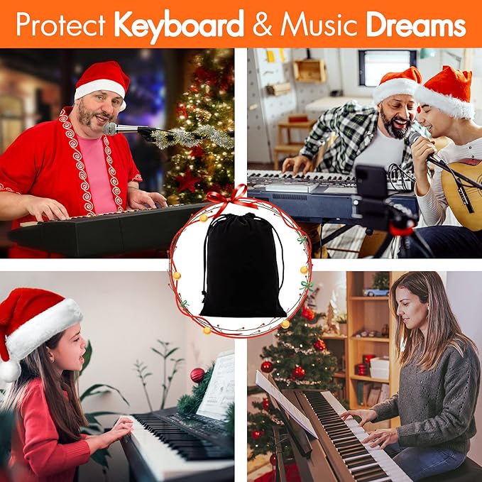 61 Keys Piano Keyboard Dust Cover, Music Stretchy Electronic DirtProof Keyboard Cover With Durable Elastic & Cord Lock Must Have Piano Accessories, Black