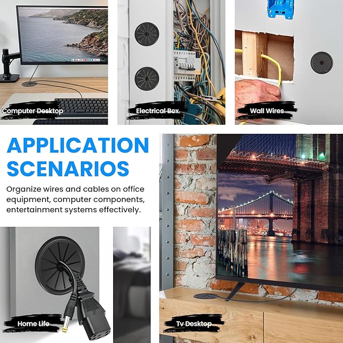 1-Inch Cable Grommets Petal-Shaped Buckle Type Wire Hole Cover for Cord Management and Protection of Cabinet, 5PCS 25mm