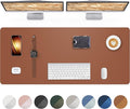 Leather Desk Pad Protector,55"x17" - Premium Desk Mat, Office Desk Mat, Large Mouse Pad,Non-Slip Desk Blotter,Waterproof Desk Writing Pad for Office and Home(Brown)