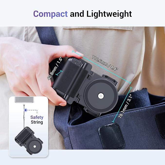 KIWIFOTOS Phone Camera Grip Smartphone Tripod Mount Handle Holder with Wireless Remote & 1/4"-20 Tripod Adapter for iPhone 16 15 14 Pro Max S23 S22 Selfie Vlog Video Shooting