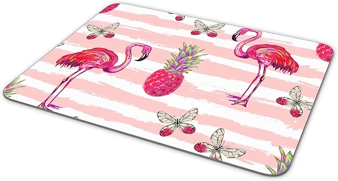 Non-Slip Rubber Mouse Pad， Watercolor Flamingos and Pineapple and Butterflies Mouse pad (9.5 inch x 7.9 inch) …