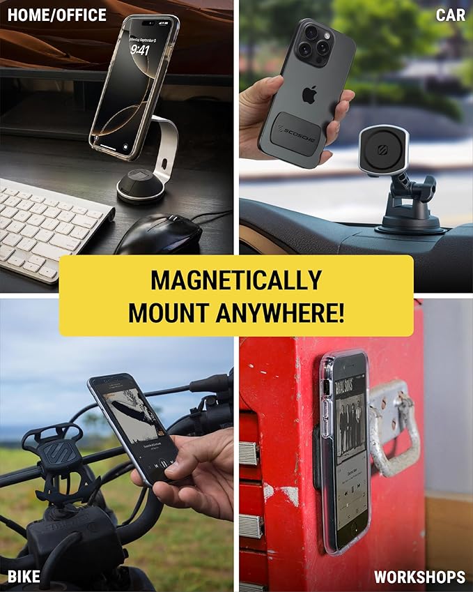 Scosche MRK2PK-UB MagicMount Replacement Metal Plate Kit for Phone, Metal Plates for Magnetic Mount Cell Phone Holder for Car, Universal with All Devices and Phone Case, Black, Pack of 2