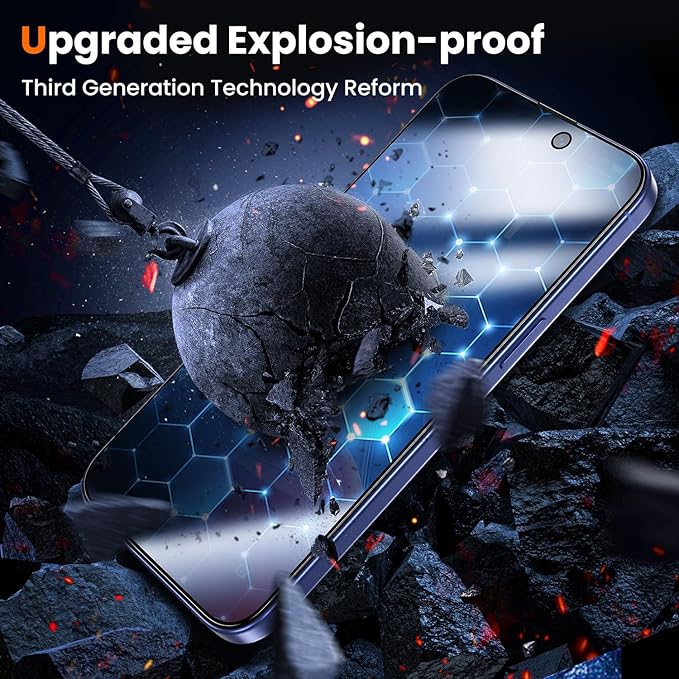 UniqueMe for iPhone 15 Plus / 16 Plus Privacy Screen Protector - [Military Grade Shatterproof & 9H+ Hardness] Tempered Glass Full Coverage Protection,Easy to install,2 Packs